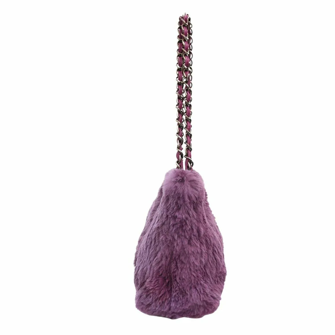 Chanel Purple CC Fur Chain Shoulder