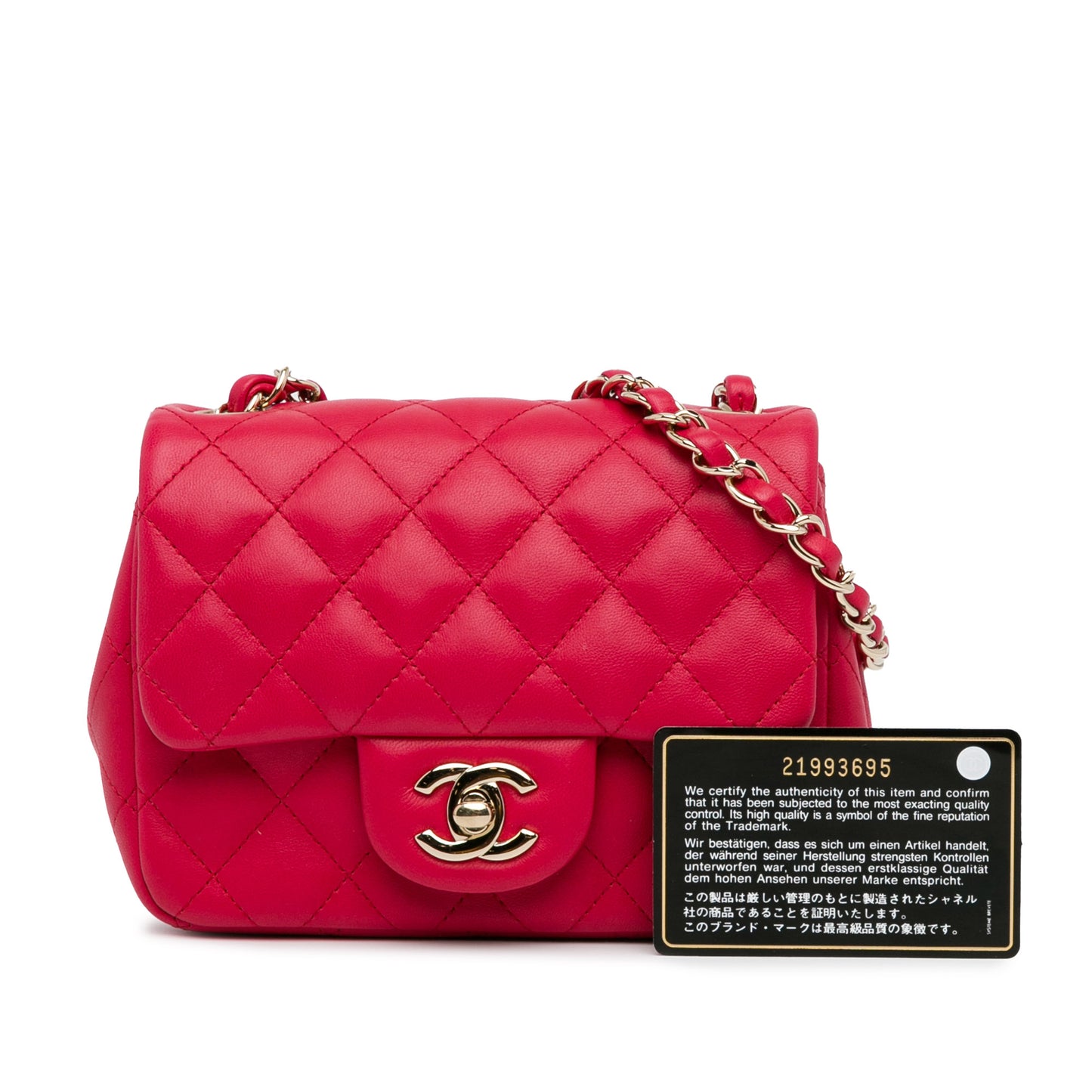 Mini Square Classic Lambskin Single Flap Red - Re-Luxury