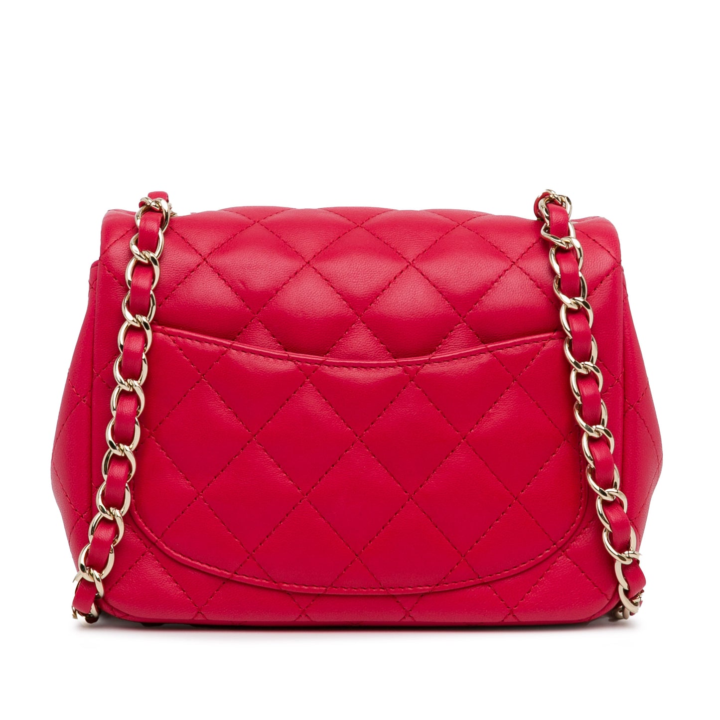 Mini Square Classic Lambskin Single Flap Red - Re-Luxury