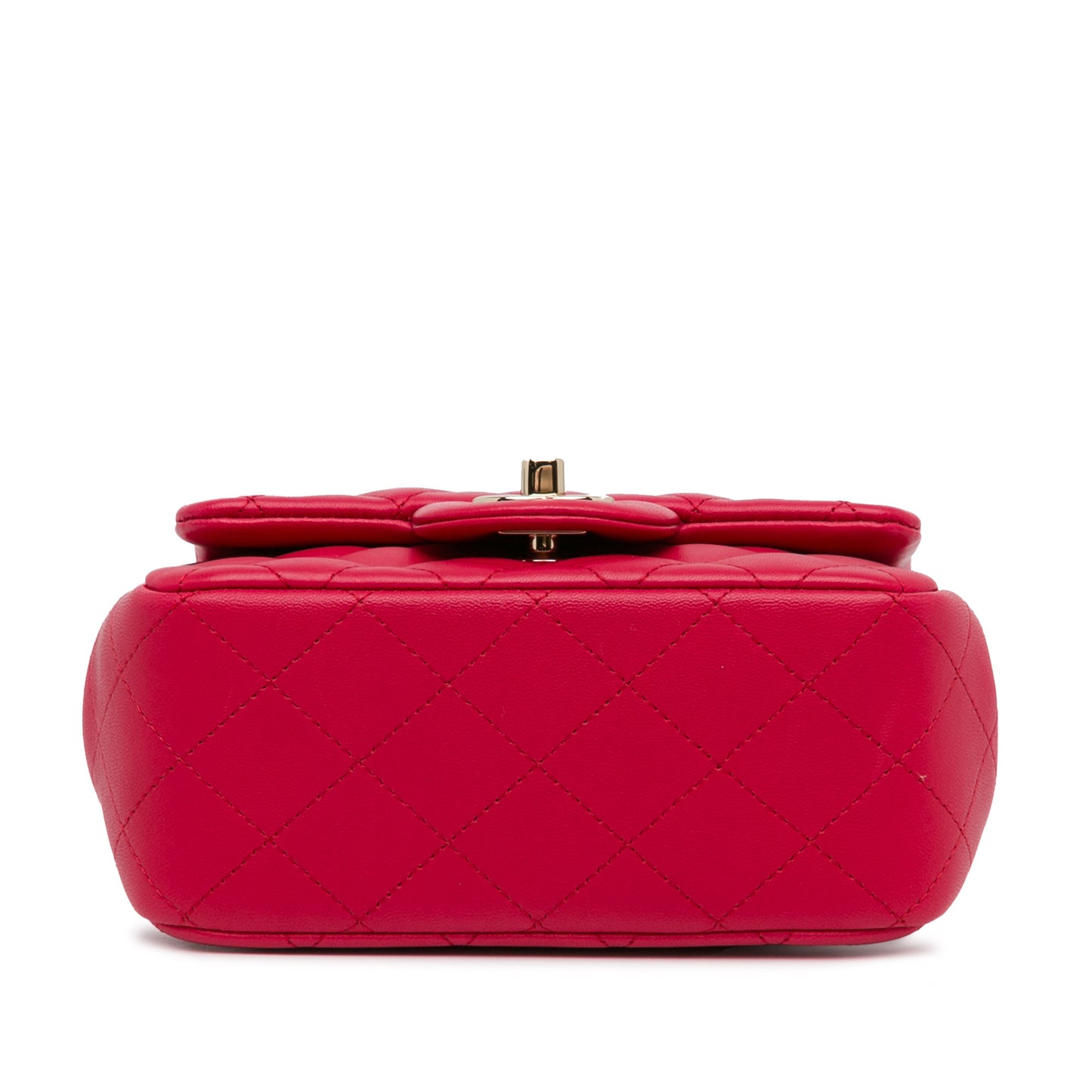 Mini Square Classic Lambskin Single Flap Red - Re-Luxury