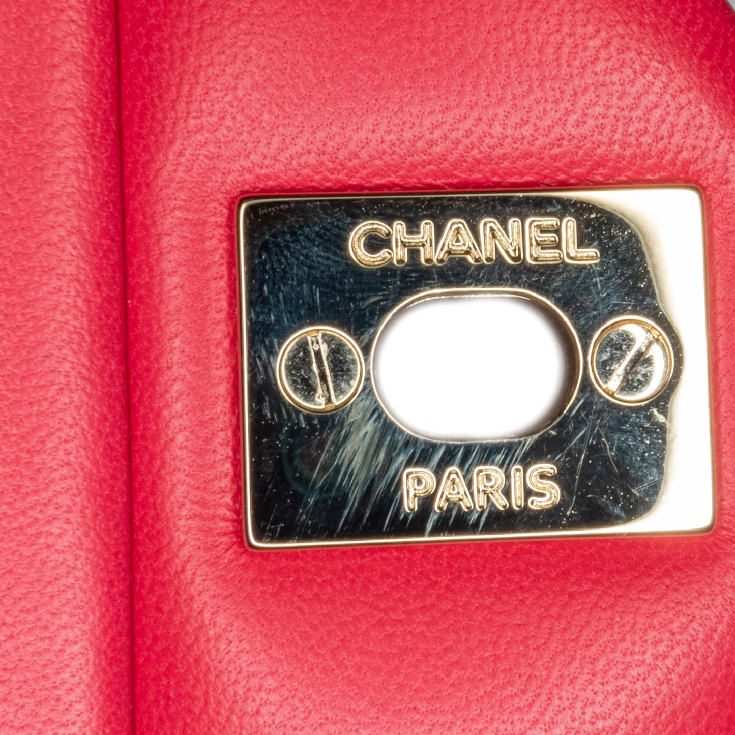 Mini Square Classic Lambskin Single Flap Red - Re-Luxury