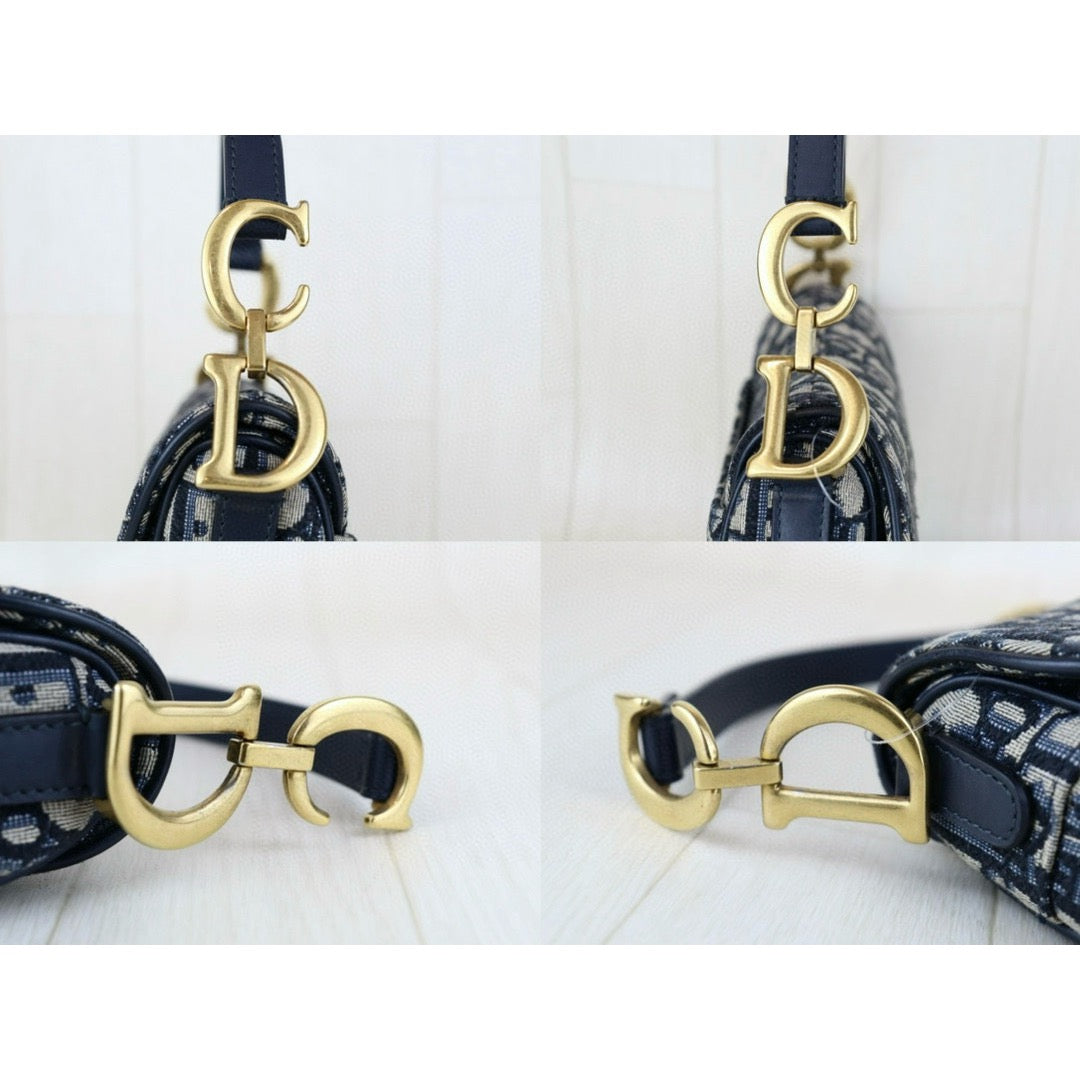 Blue Dior Oblique Jacquard Saddle Bag