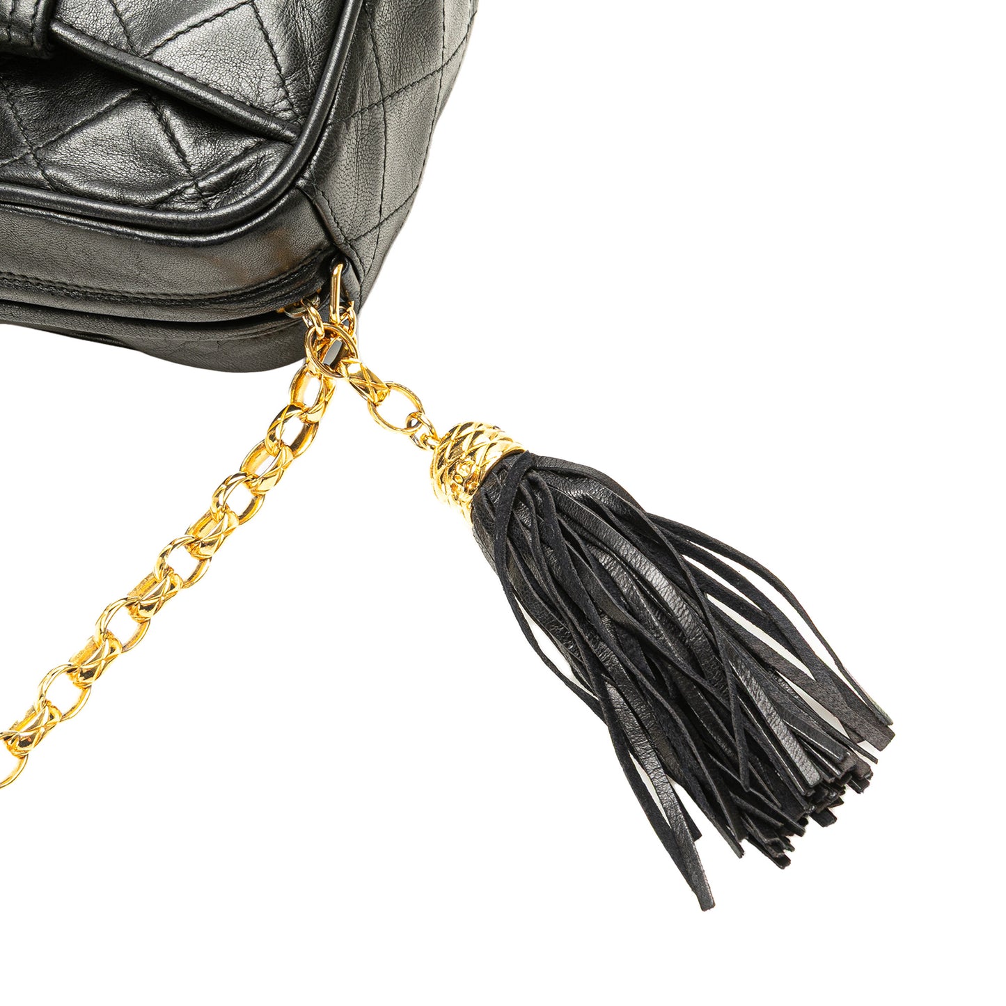 CC Quilted Lambskin Tassel Camera Bag Black - Re-Luxury