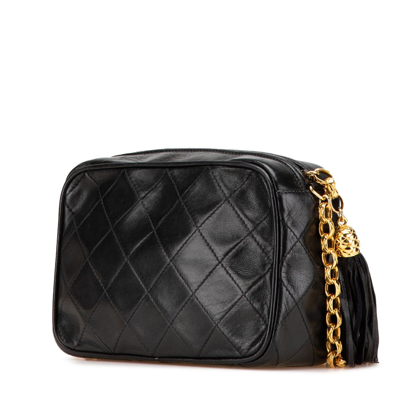 CC Quilted Lambskin Tassel Camera Bag Black - Re-Luxury