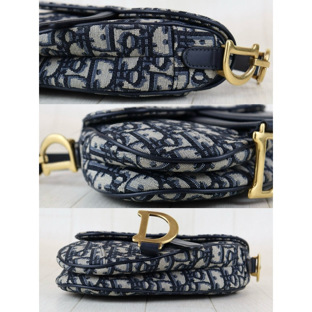 Blue Dior Oblique Jacquard Saddle Bag