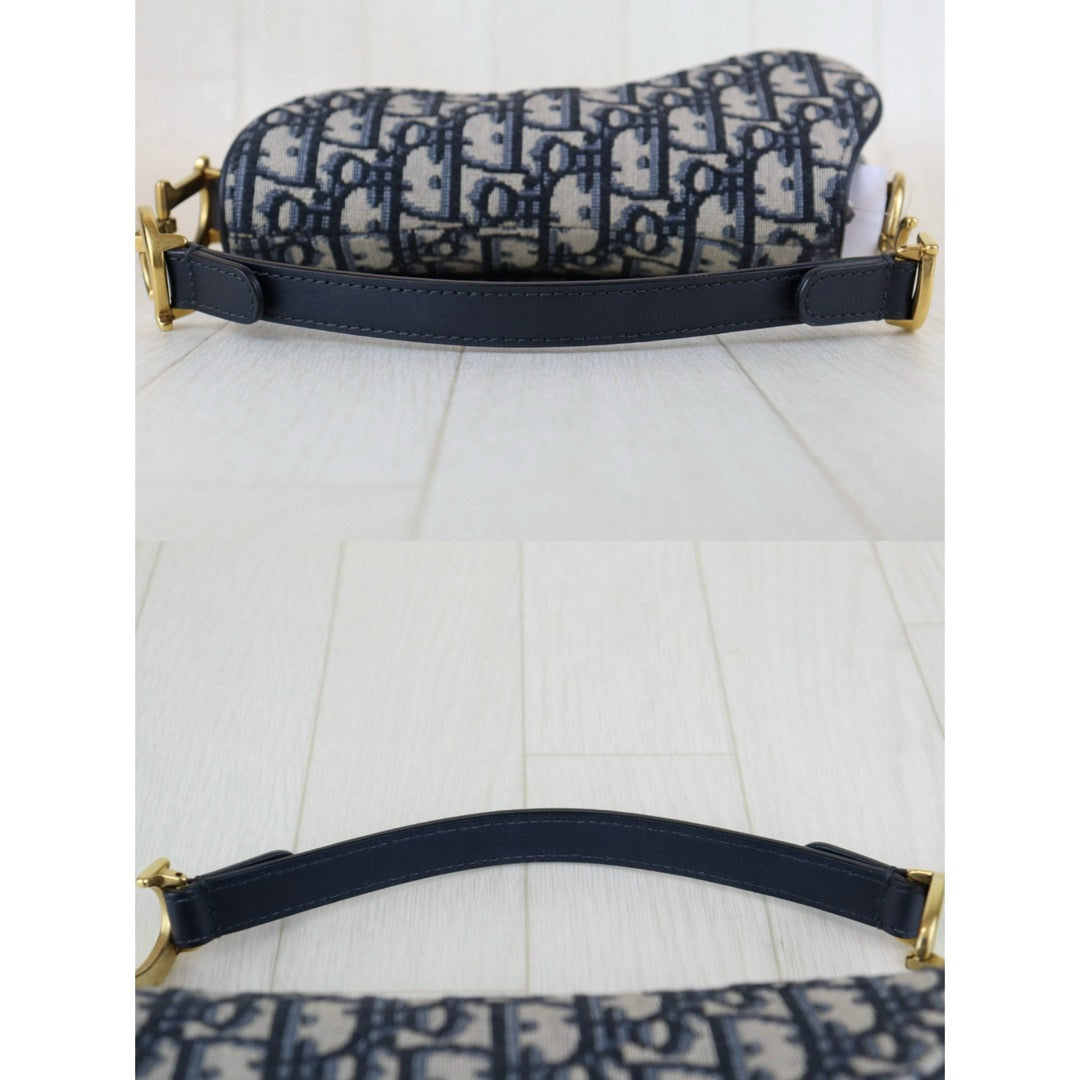 Blue Dior Oblique Jacquard Saddle Bag
