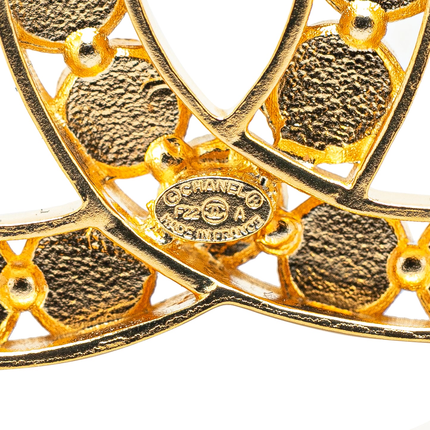 Gold Plated CC Rhinestone Brooch Gold - Re-Luxury