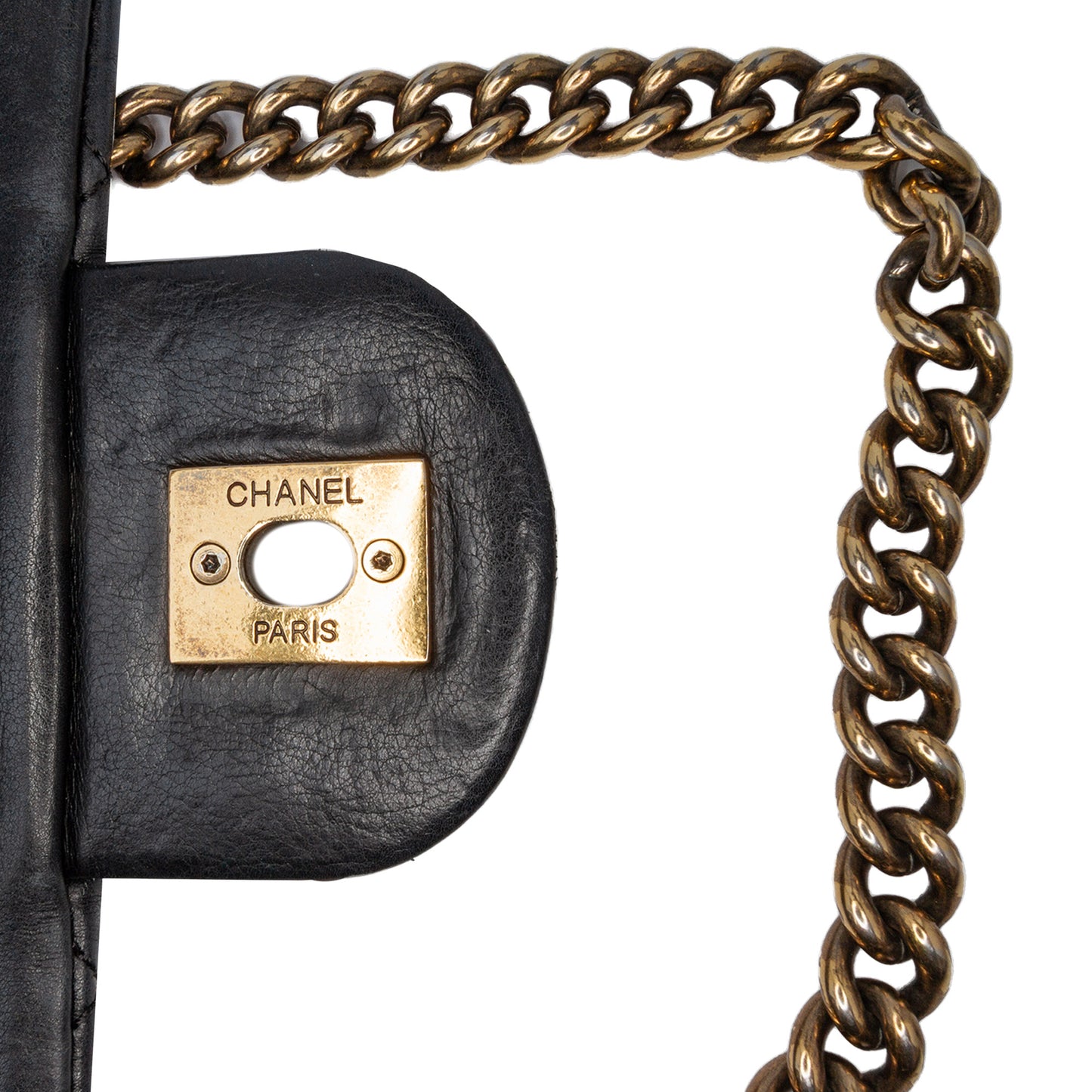 Quilted Calfskin CC Crown Flap Black - Re-Luxury