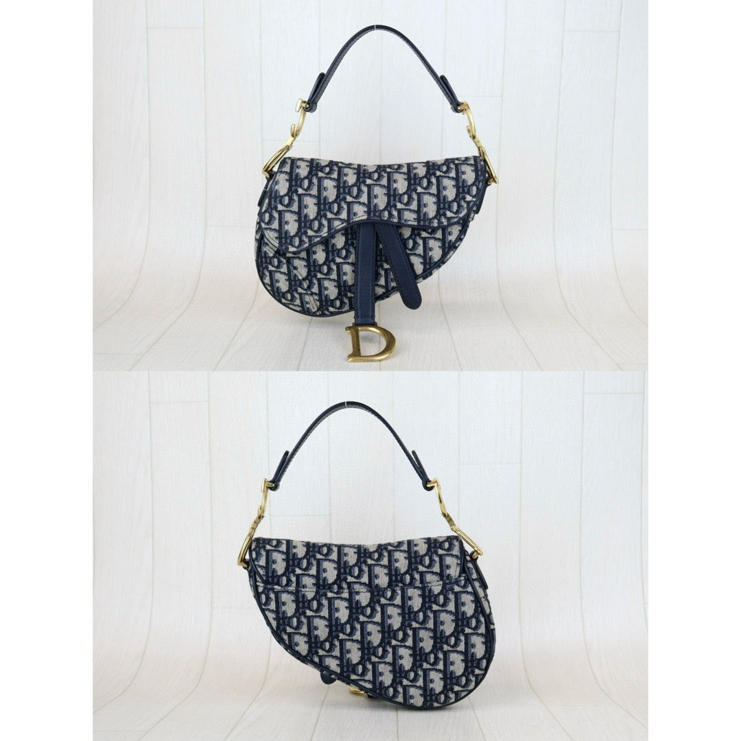Blue Dior Oblique Jacquard Saddle Bag