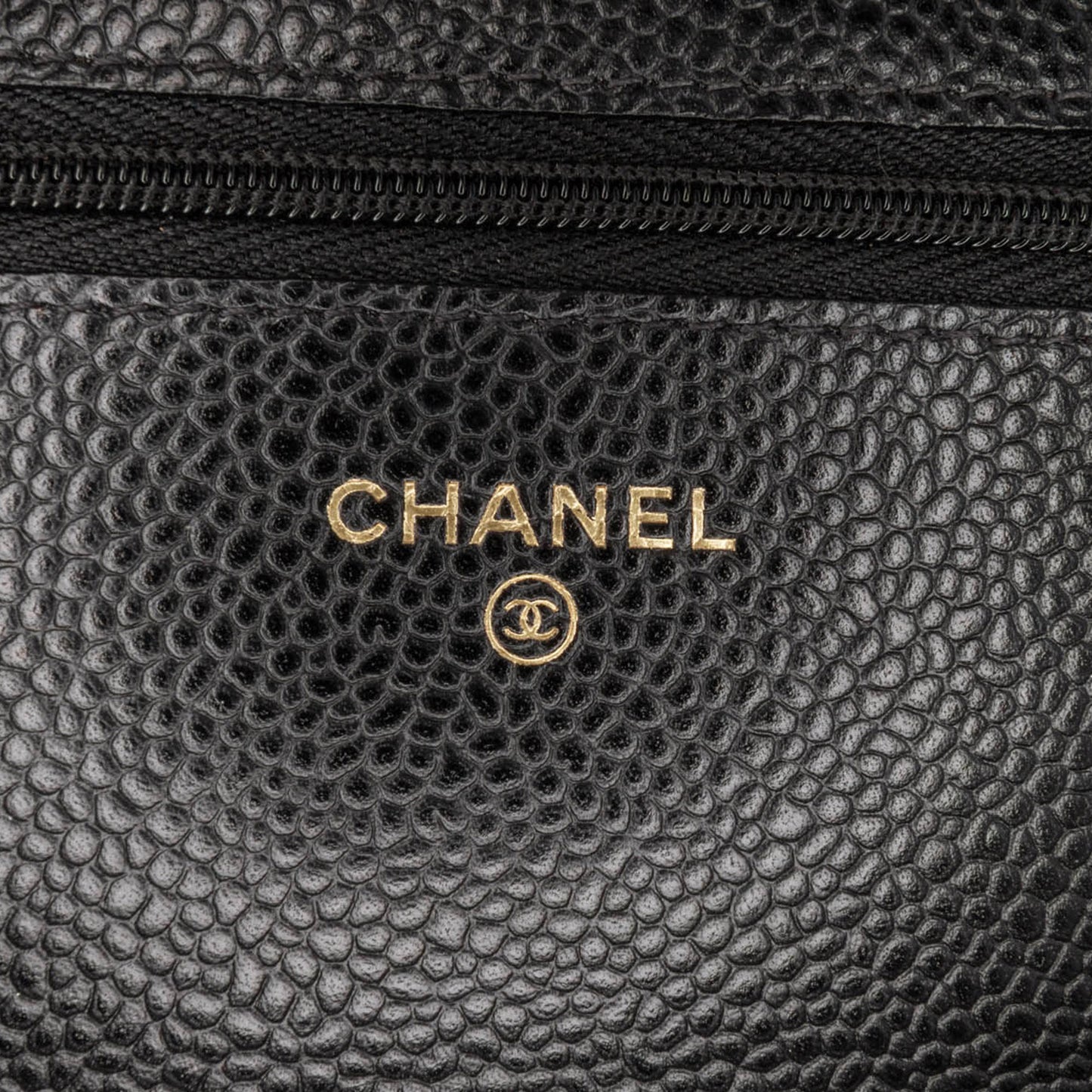 CC Quilted Caviar Wallet on Chain Black - Re-Luxury