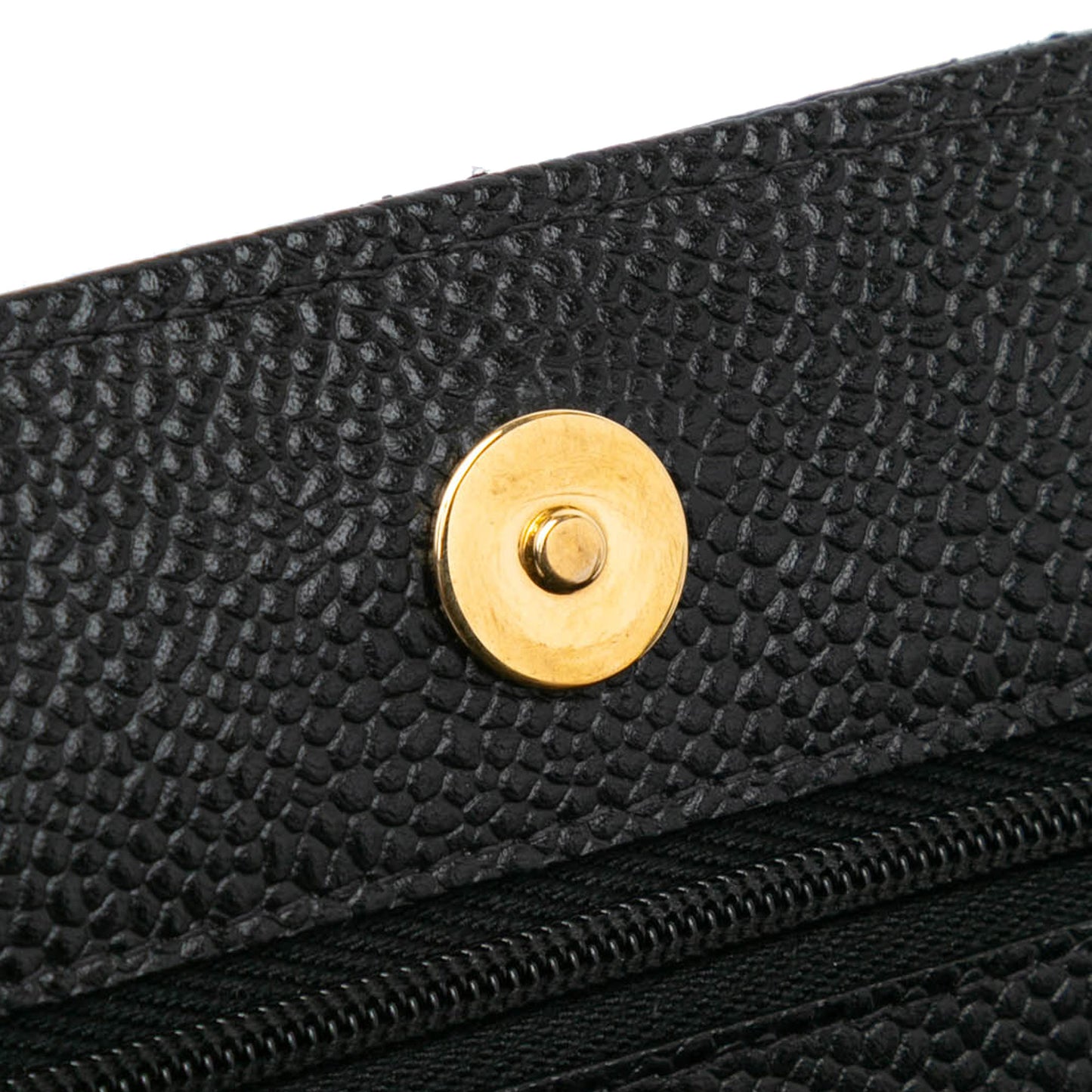 CC Quilted Caviar Wallet on Chain Black - Re-Luxury