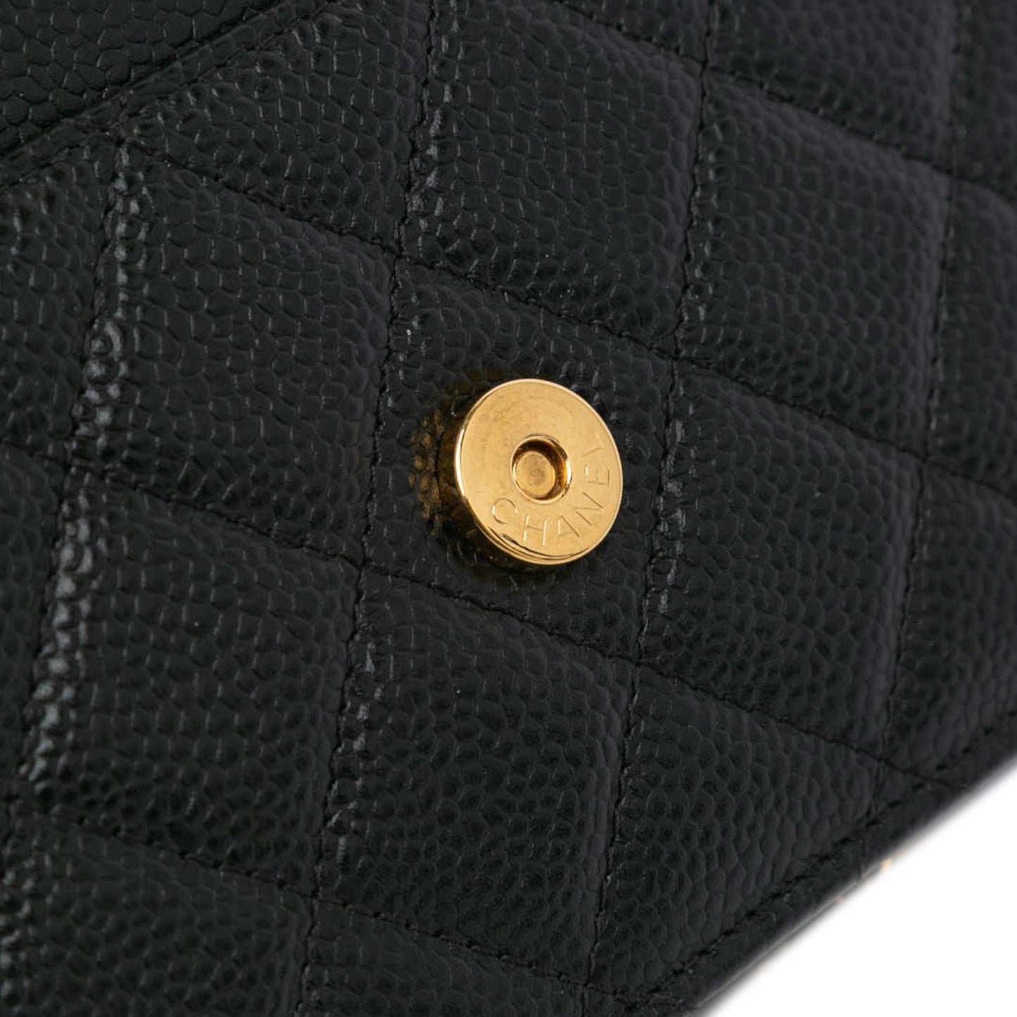 CC Quilted Caviar Wallet on Chain Black - Re-Luxury
