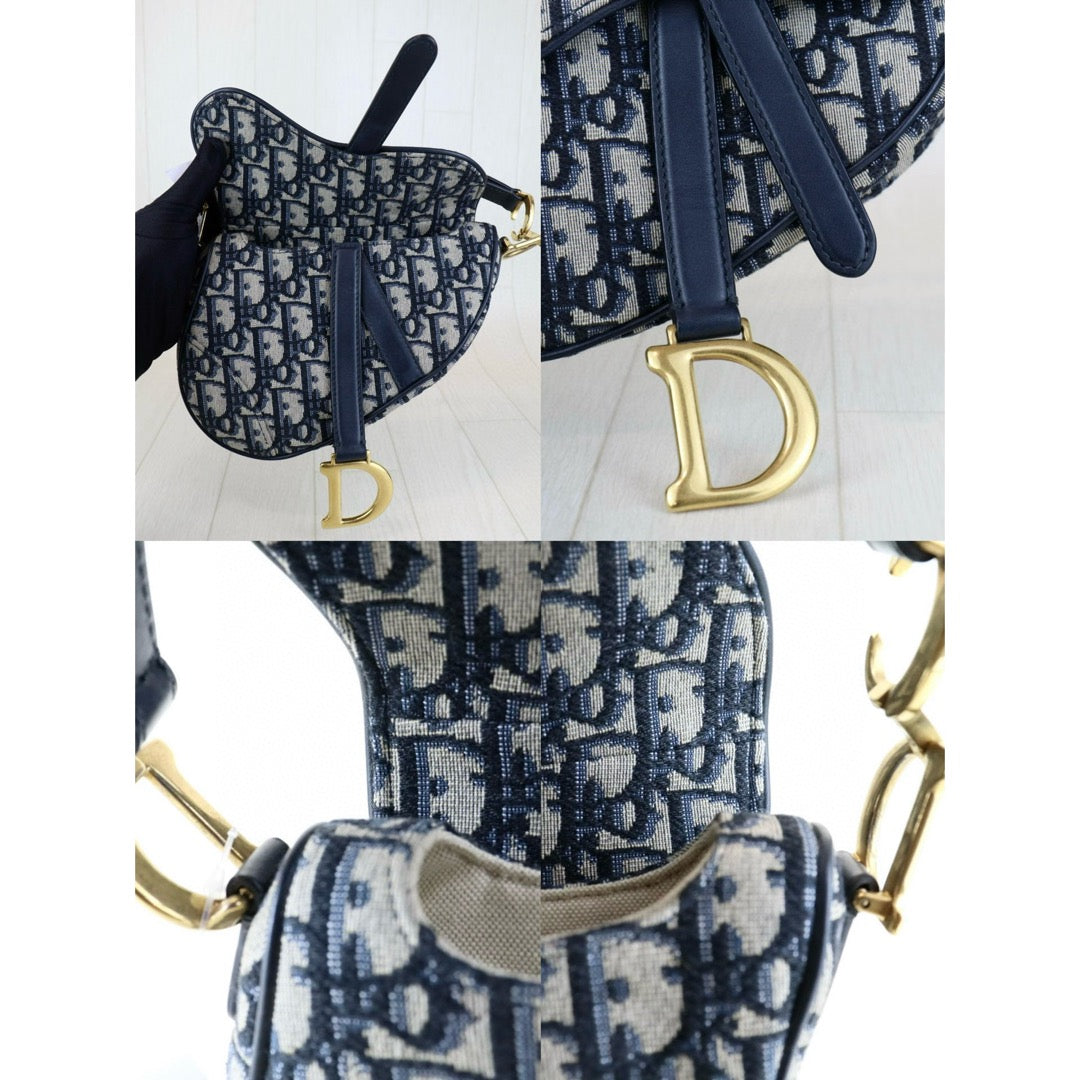 Blue Dior Oblique Jacquard Saddle Bag