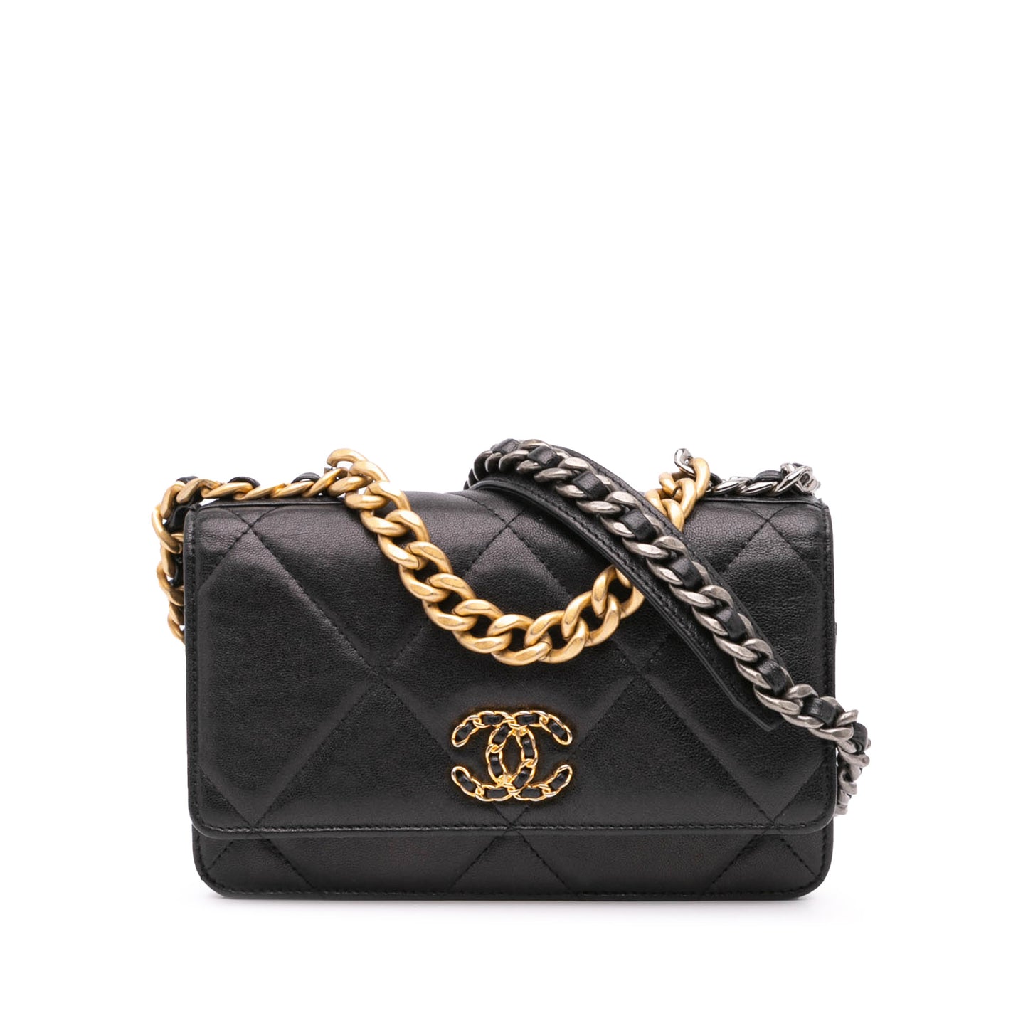 Quilted Lambskin 19 Wallet on Chain Black - Re-Luxury