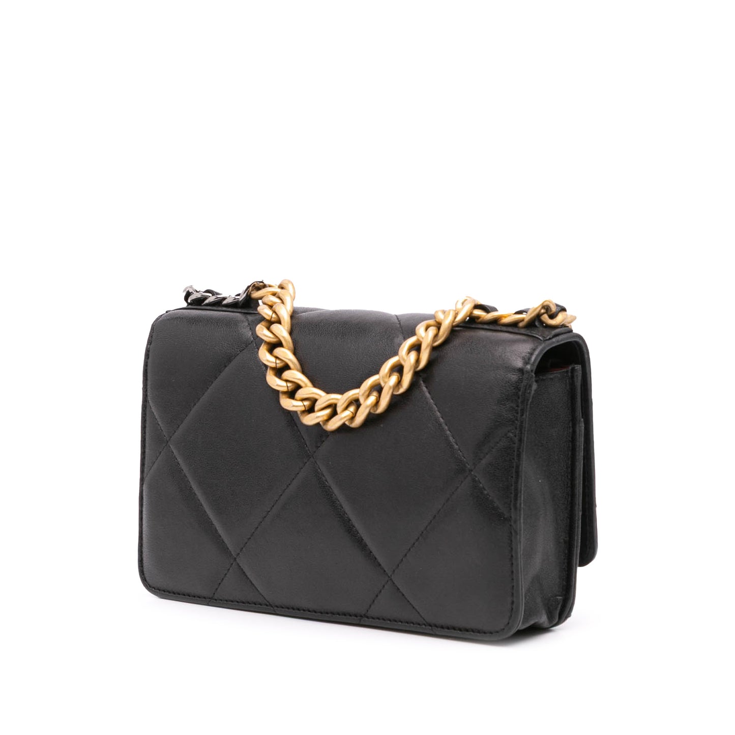 Quilted Lambskin 19 Wallet on Chain Black - Re-Luxury