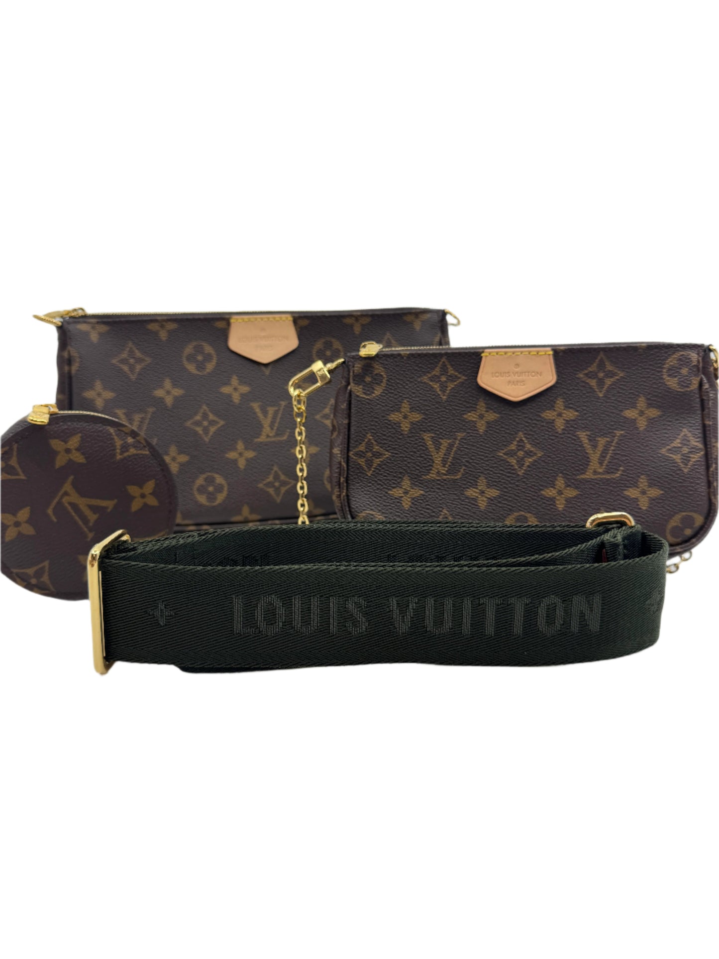 Front-of-the-Louis-Vuitton-Multi-Pochette-Accessoires-with-pochette-pochette-with-chain-and-coin-case-in-Monogram-canvas-and-shoulder-strap-detail-in-fabric-with-Louis-Vuitton-written