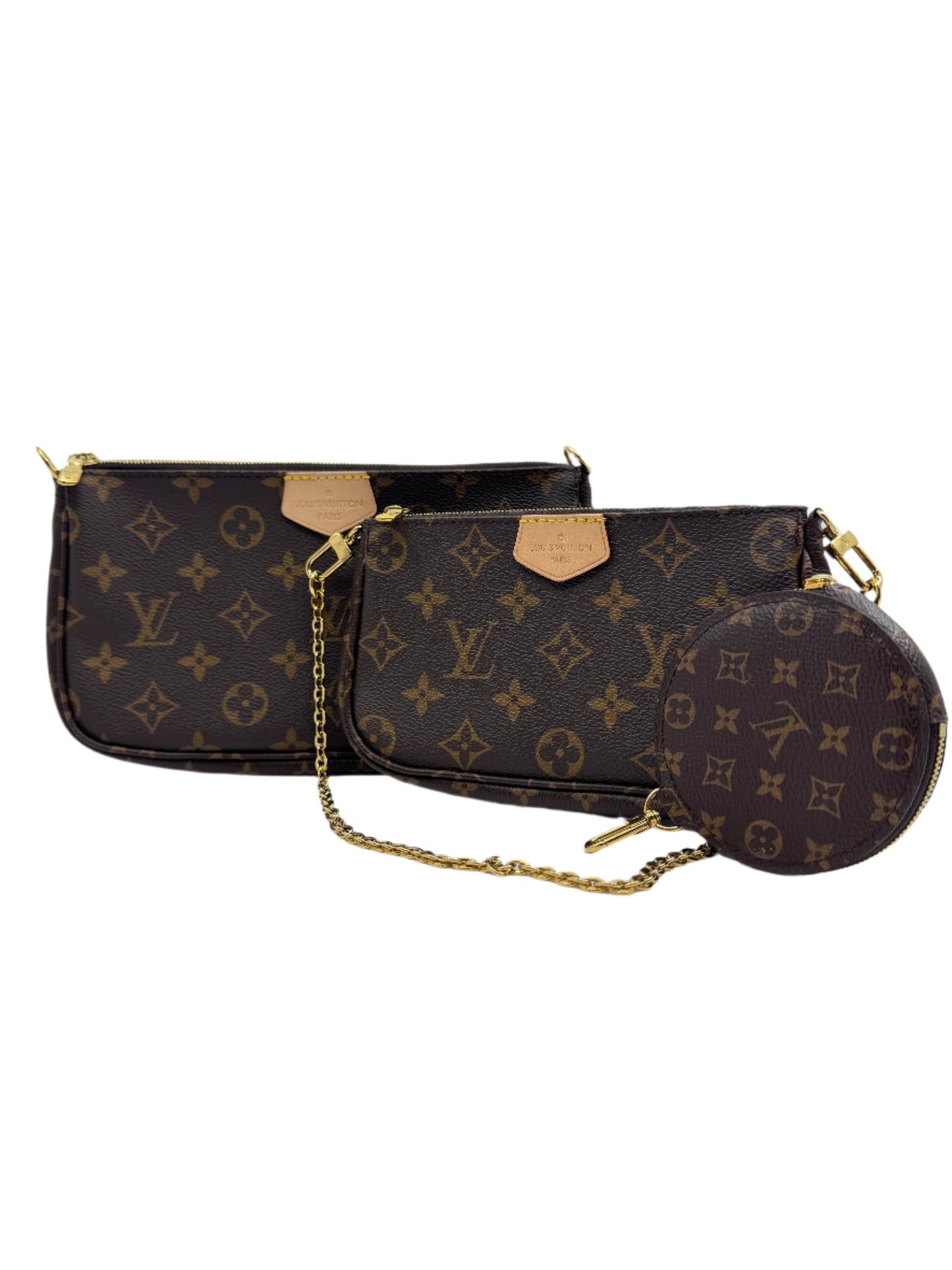 Front-of-the-Louis-Vuitton-Multi-Pochette-Accessoires-with-pochette-pochette-with-chain-and-coin-case-in-Monogram-canvas