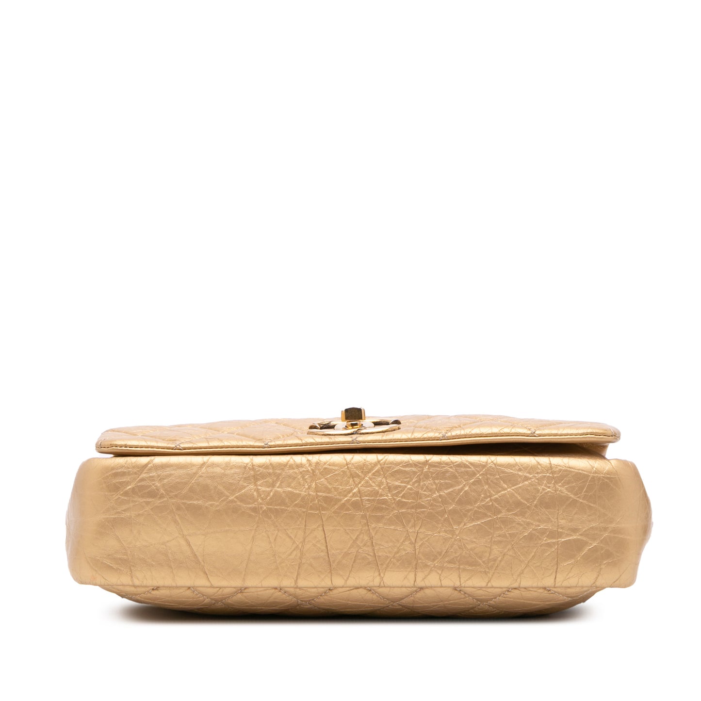 Medium Quilted Aged Calfskin Pondichery Flap Gold - Re-Luxury