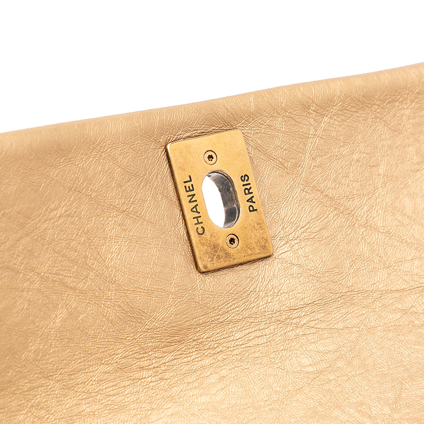 Medium Quilted Aged Calfskin Pondichery Flap Gold - Re-Luxury