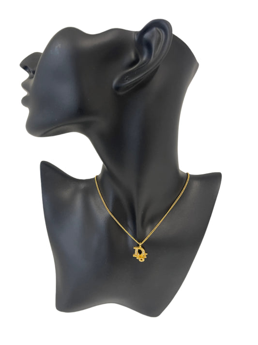 Dior Oblique Crystal Gold Tone Necklace