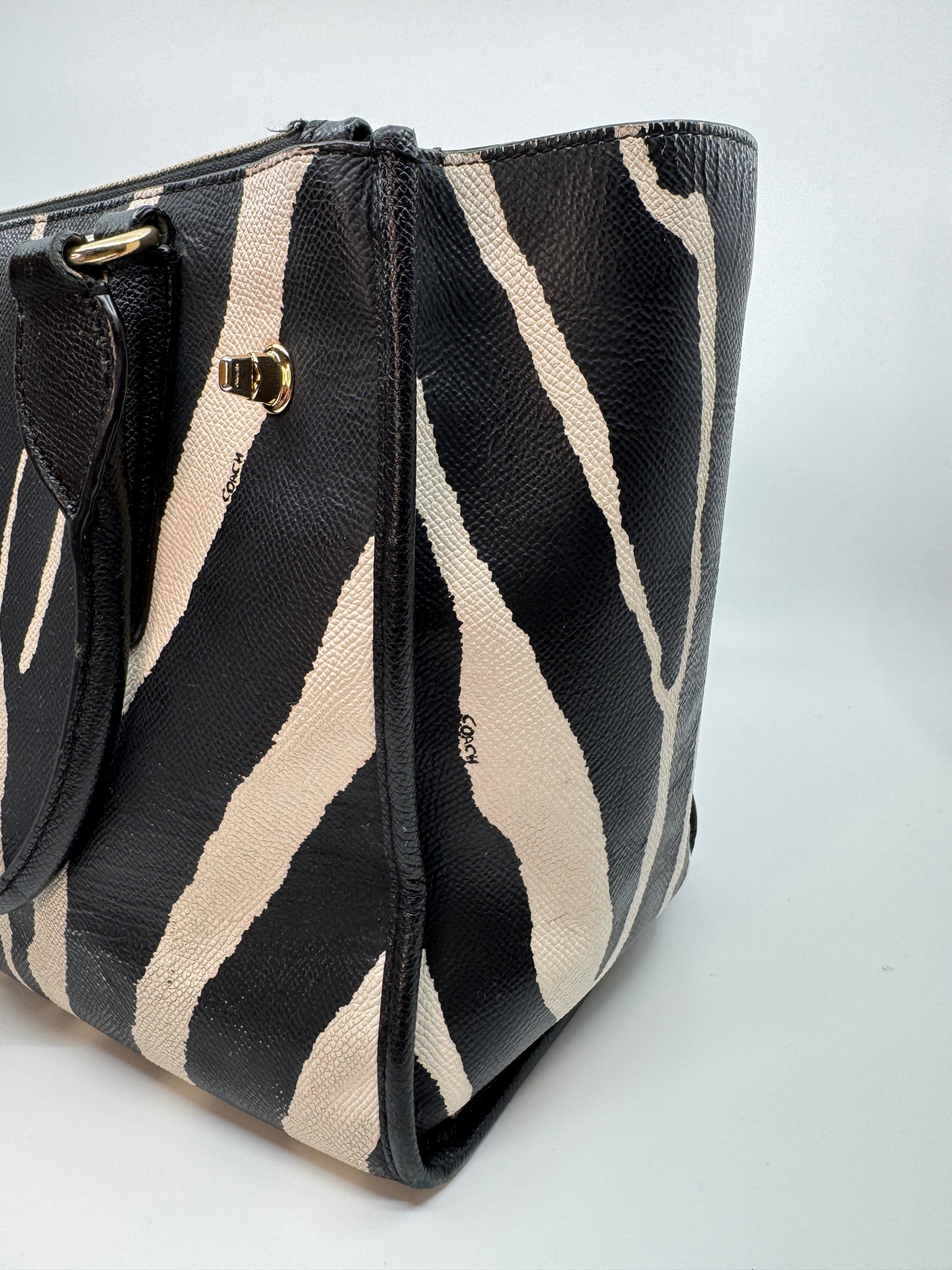 Coach CrosbyCarryall In Zebra Print Leather