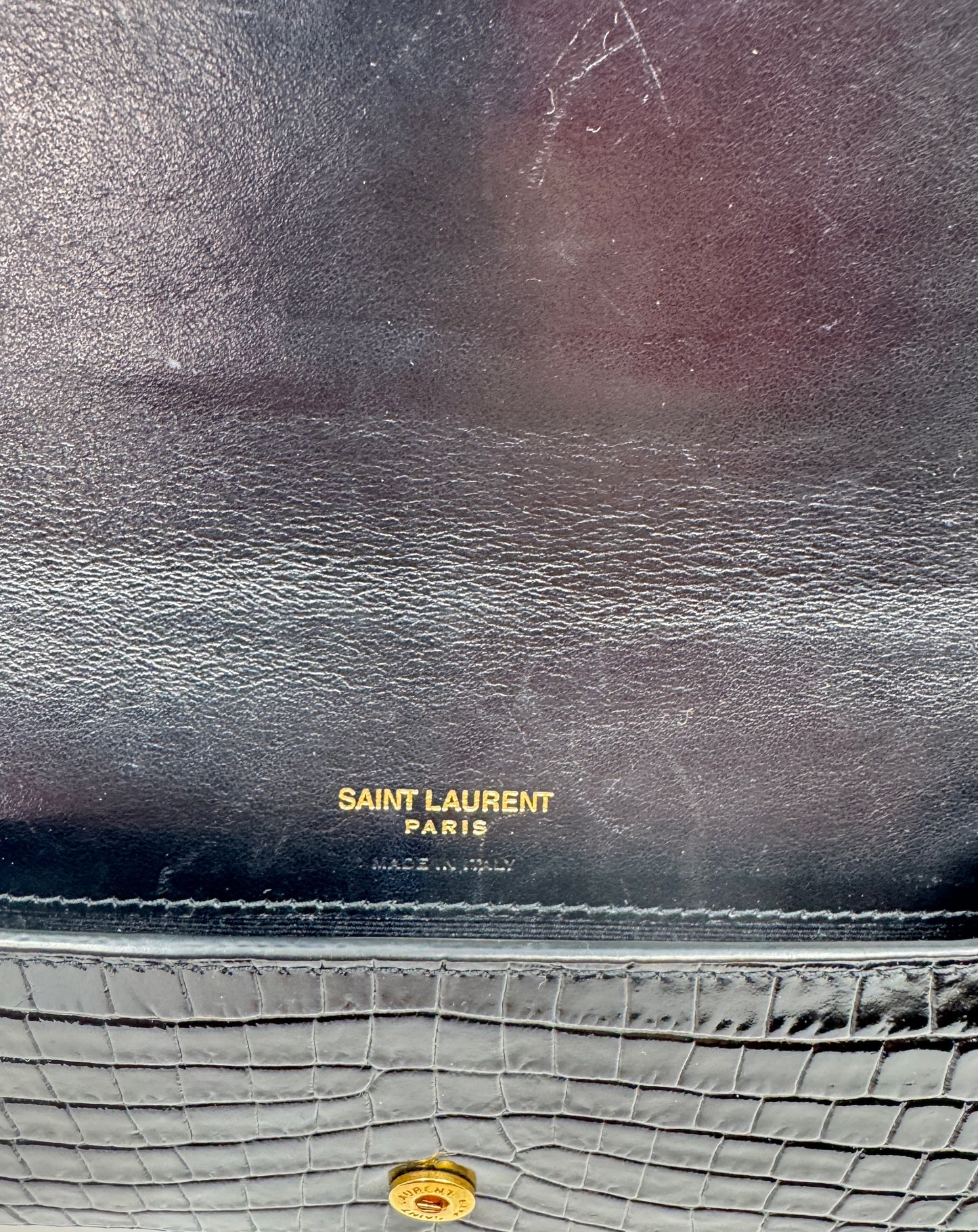 Saint Laurent Cassandre phone pouch - Crocodile-Embossed Leather