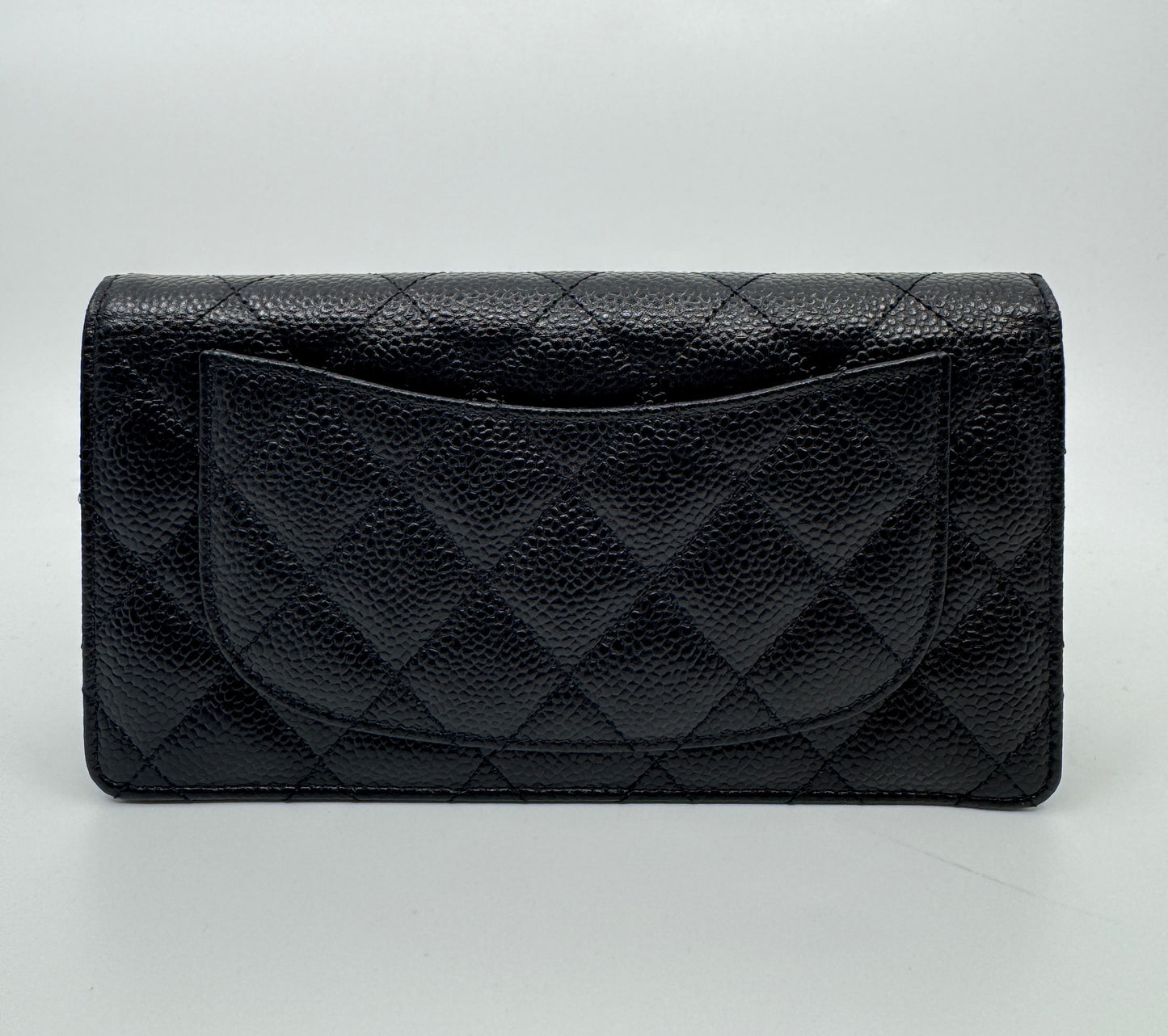 Chanel Black Quilted Caviar Leather L Yen Continental Wallet