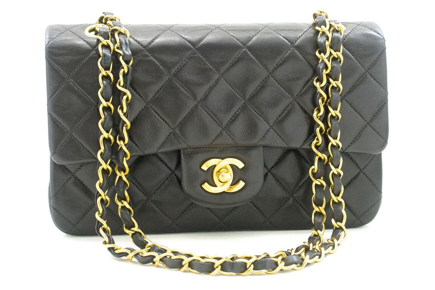 Chanel Vintage Classic Double Flap Bag Quilted Lambskin Small