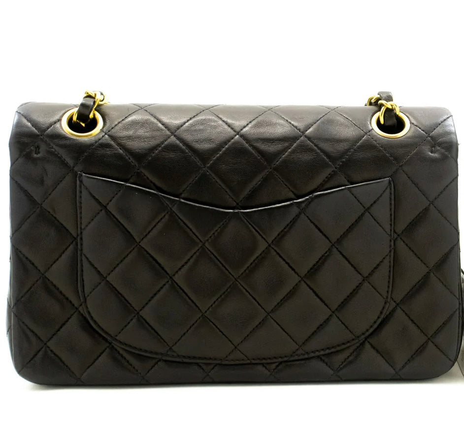 Chanel Vintage Classic Double Flap Bag Quilted Lambskin Small