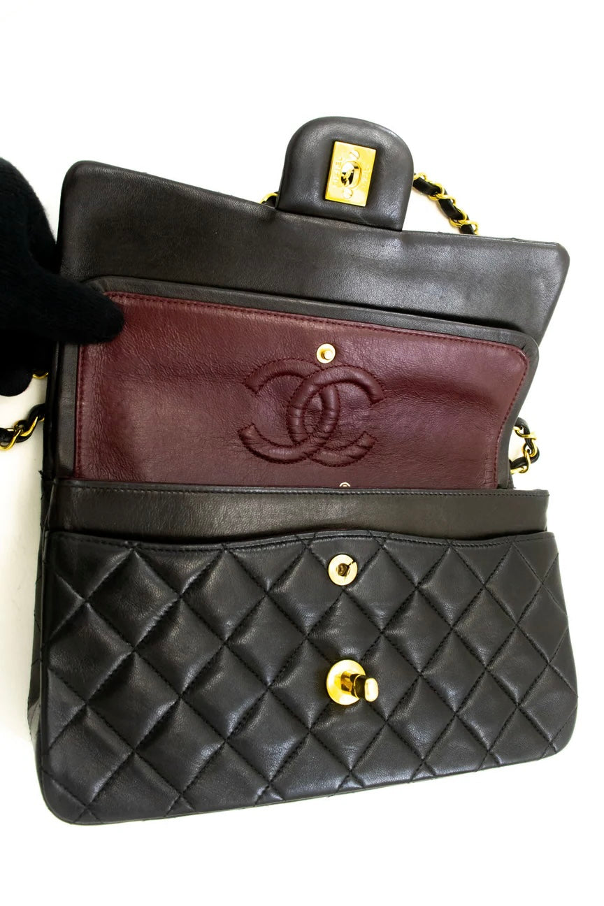 Chanel Vintage Classic Double Flap Bag Quilted Lambskin Small