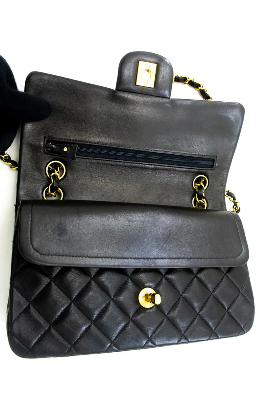 Chanel Vintage Classic Double Flap Bag Quilted Lambskin Small
