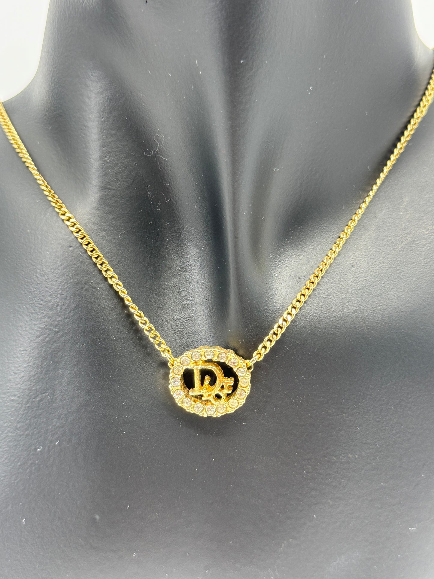 Preowned Dior Vintage Gold Rhinestone Necklace