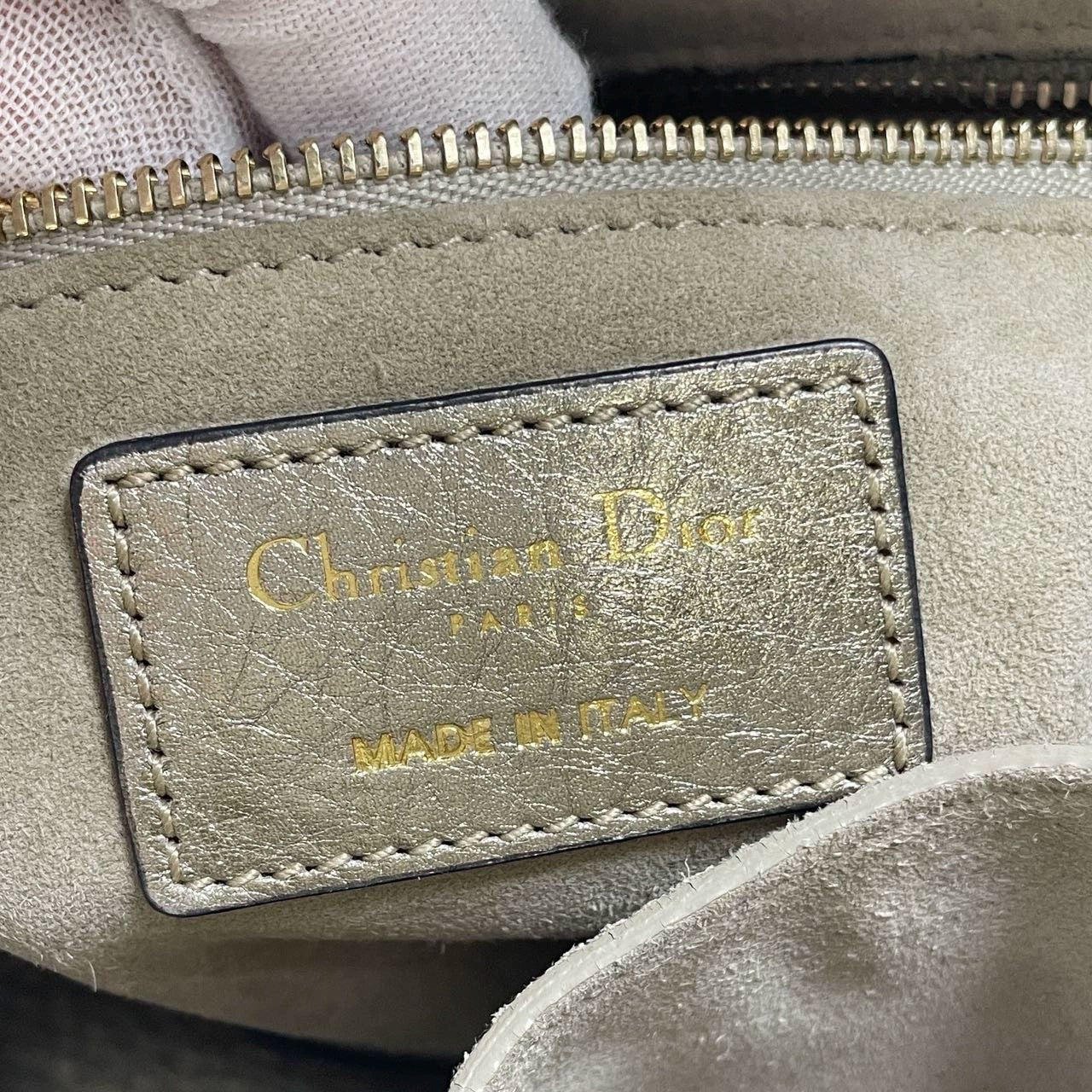 Lady Dior Metallic Calfskin Cannage Supple Bag