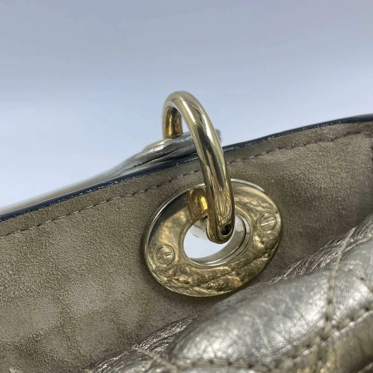 Lady Dior Metallic Calfskin Cannage Supple Bag