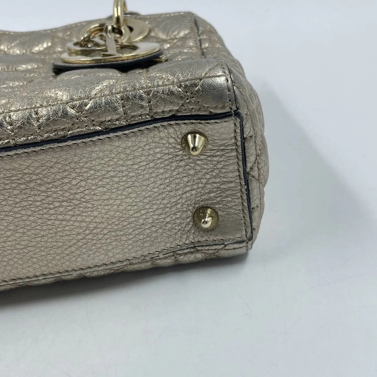 Lady Dior Metallic Calfskin Cannage Supple Bag