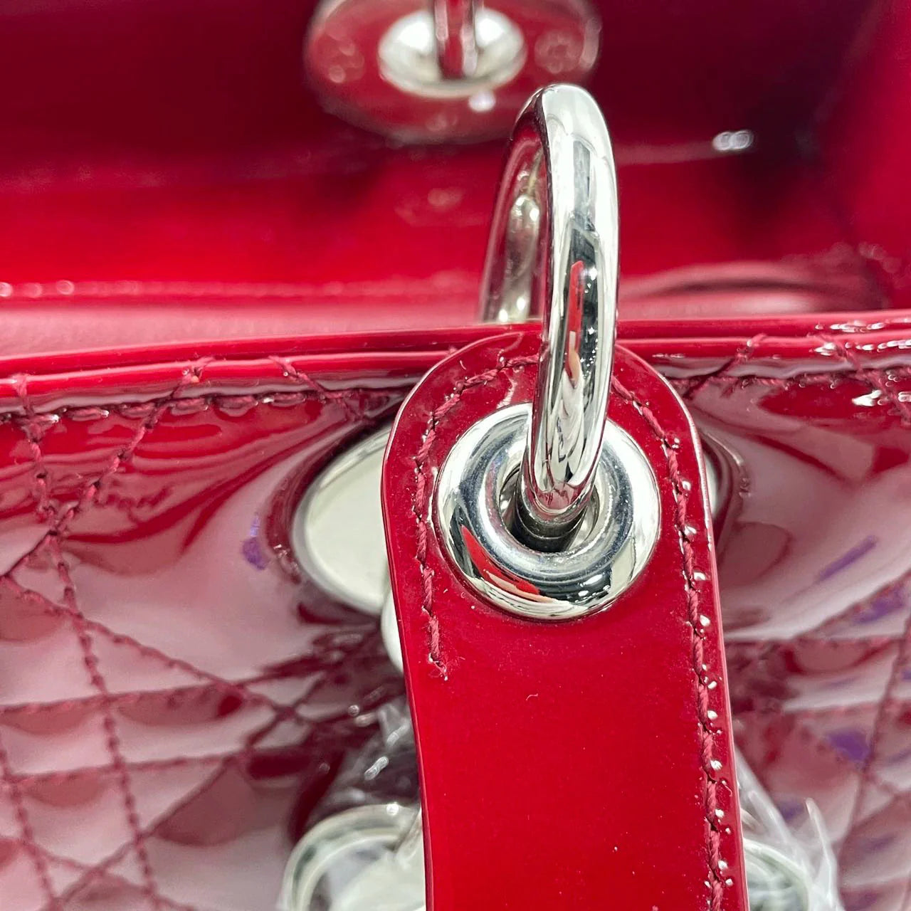 Lady Dior Medium Patent Leather Handbag