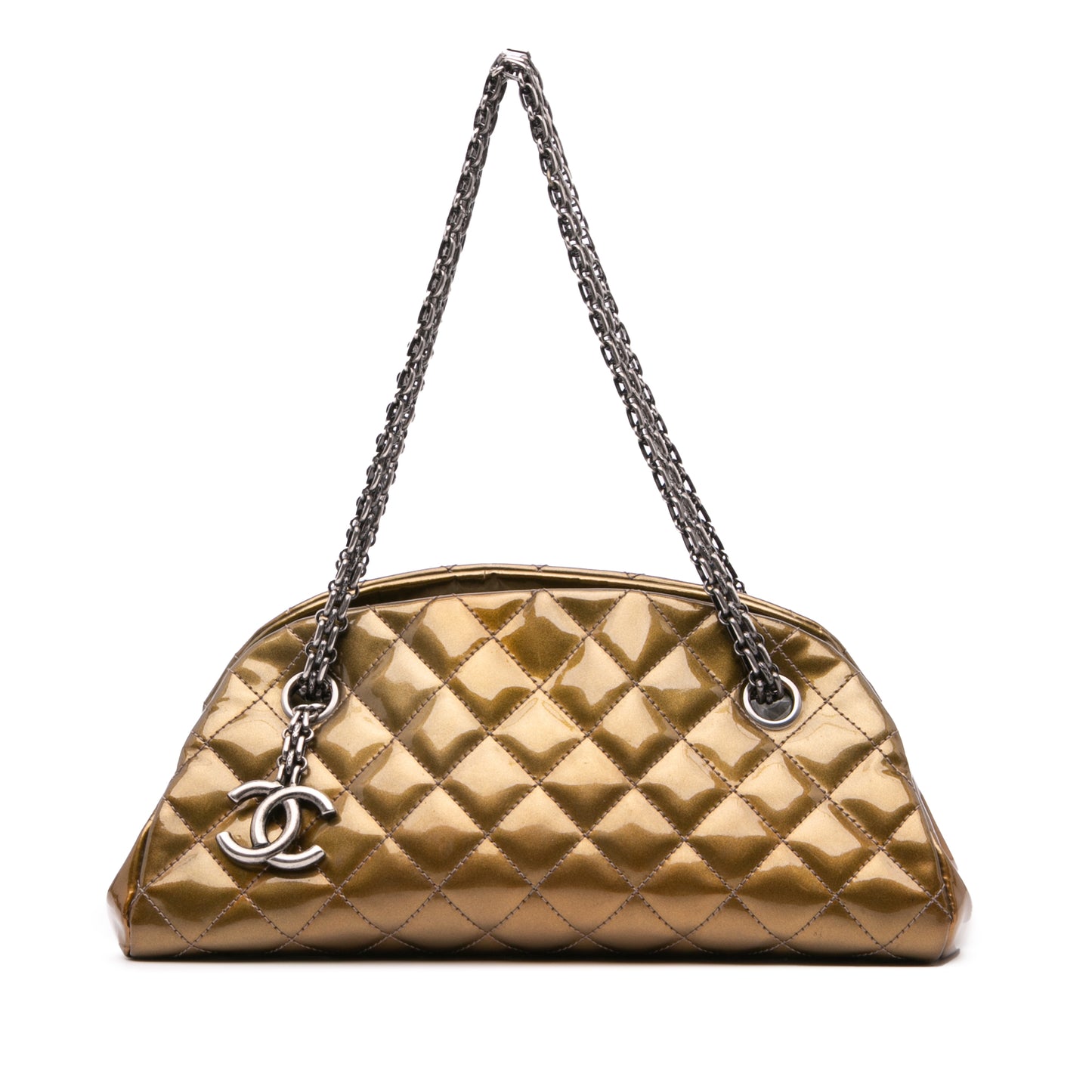 Small Patent Just Mademoiselle Shoulder Bag Gold - Re-Luxury
