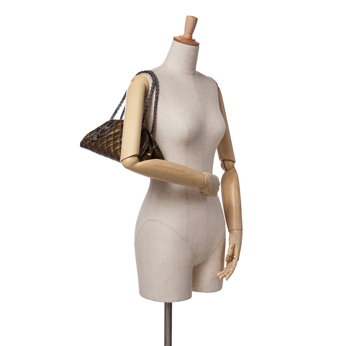 Small Patent Just Mademoiselle Shoulder Bag Gold - Re-Luxury