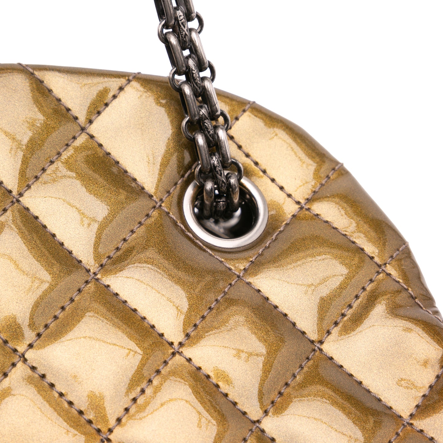 Small Patent Just Mademoiselle Shoulder Bag Gold - Re-Luxury
