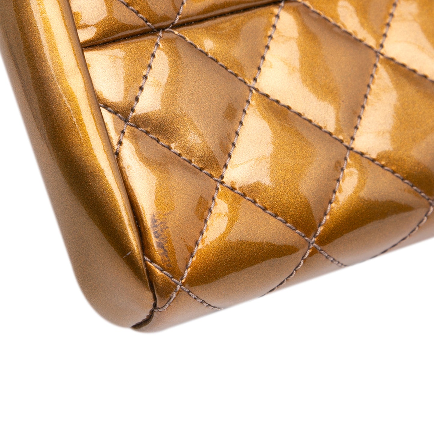 Small Patent Just Mademoiselle Shoulder Bag Gold - Re-Luxury