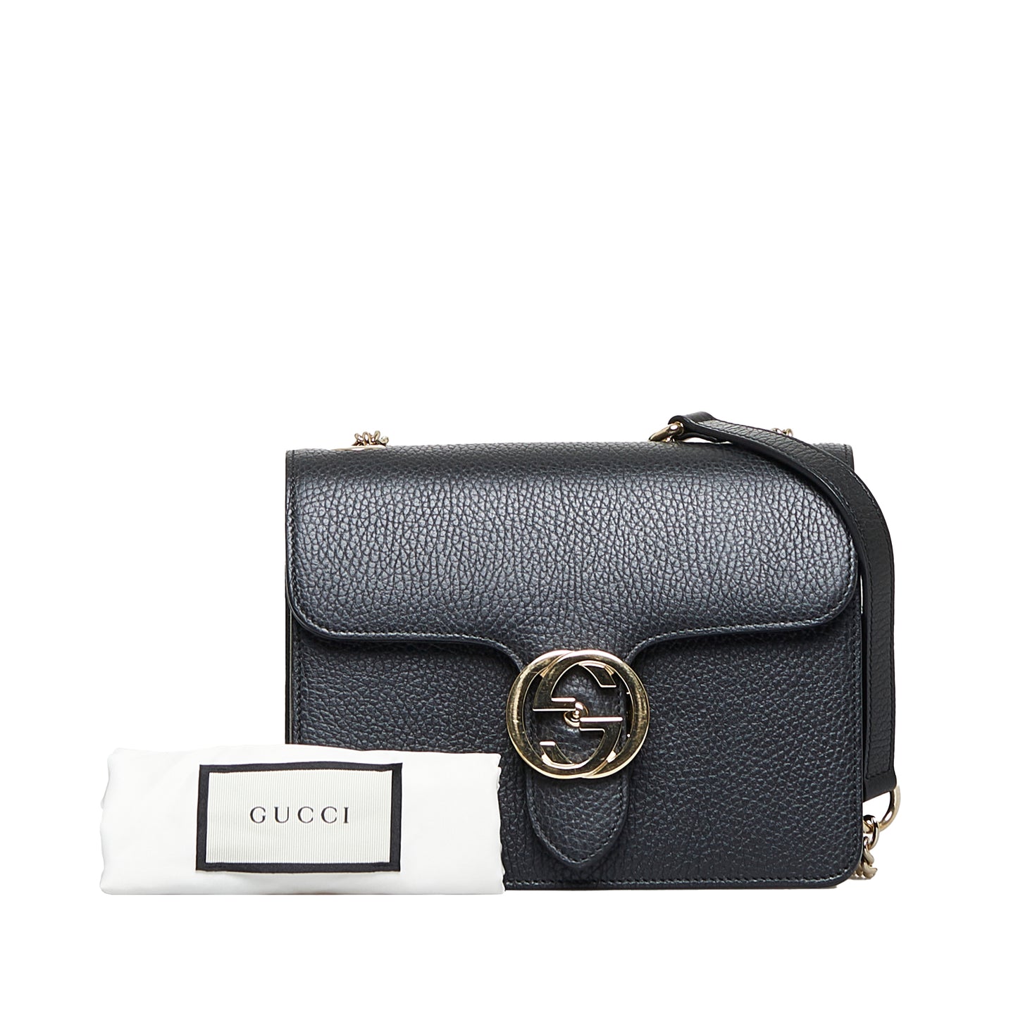 Dollar Calf Interlocking G Crossbody Black - Re-Luxury