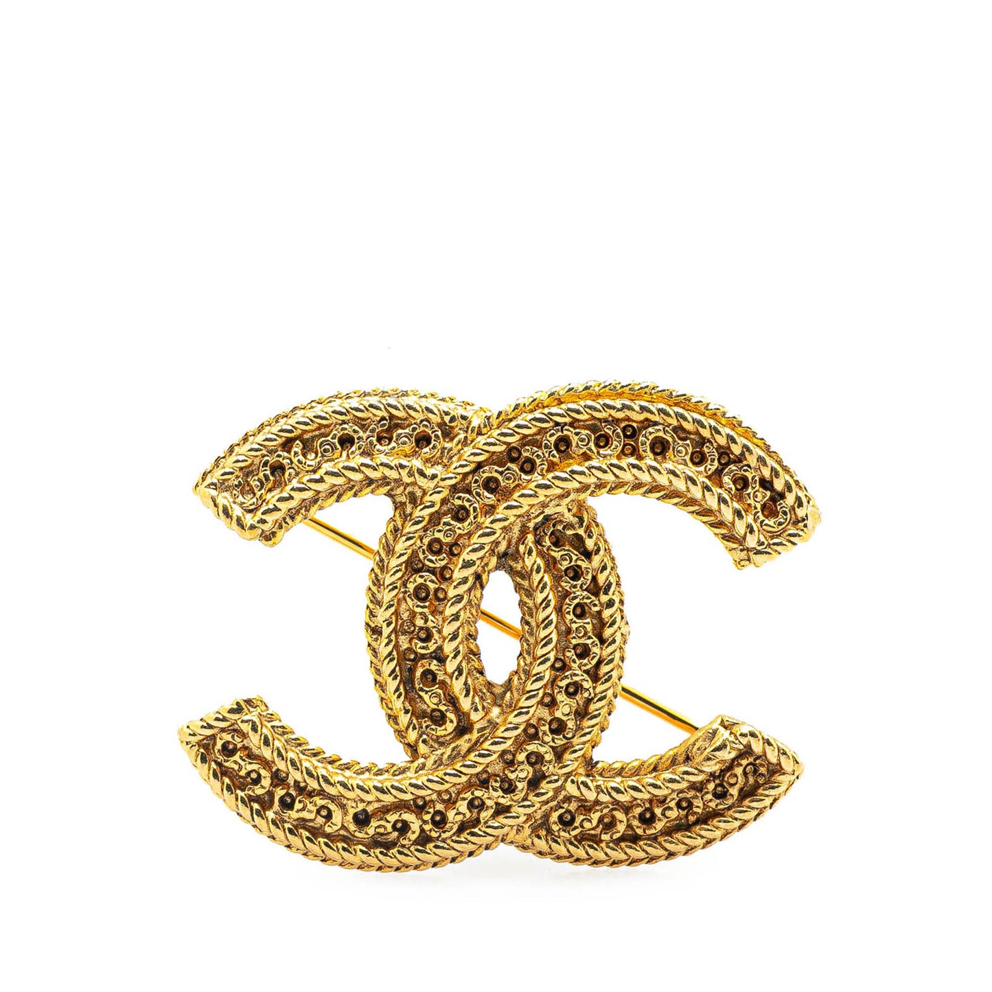 Gold Plated CC Brooch Gold - Re-Luxury