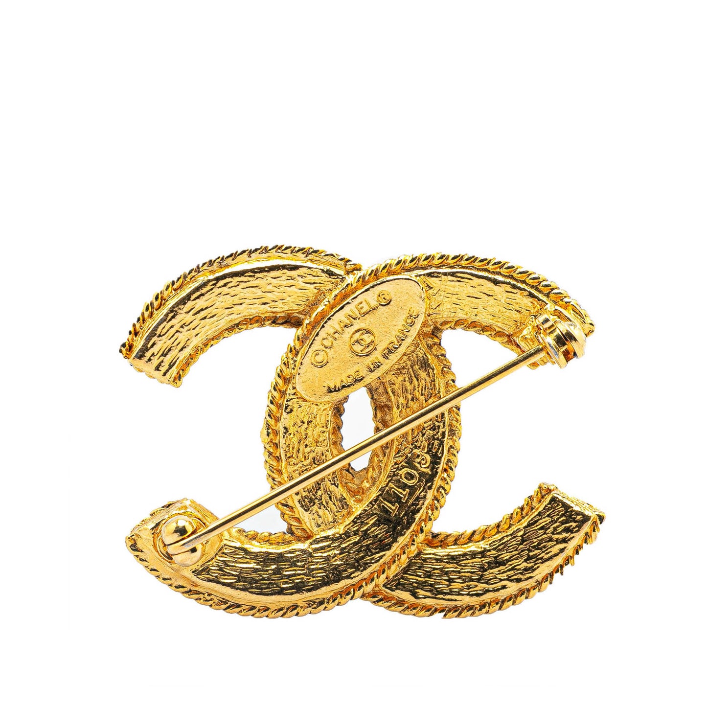 Gold Plated CC Brooch Gold - Re-Luxury