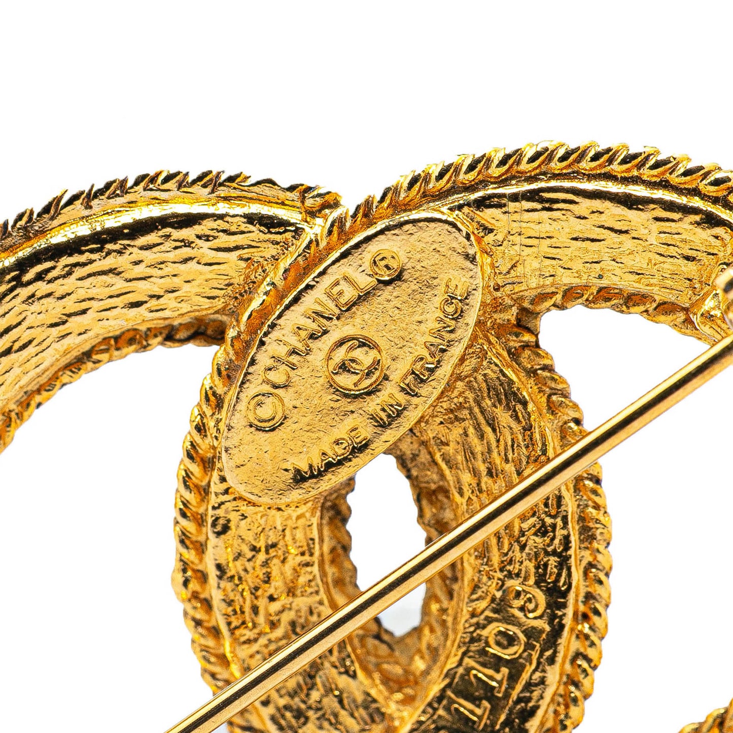 Gold Plated CC Brooch Gold - Re-Luxury