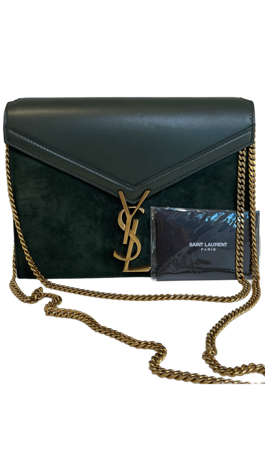 Saint Laurent Suede and Calfskin Monogram Cassandra Bag