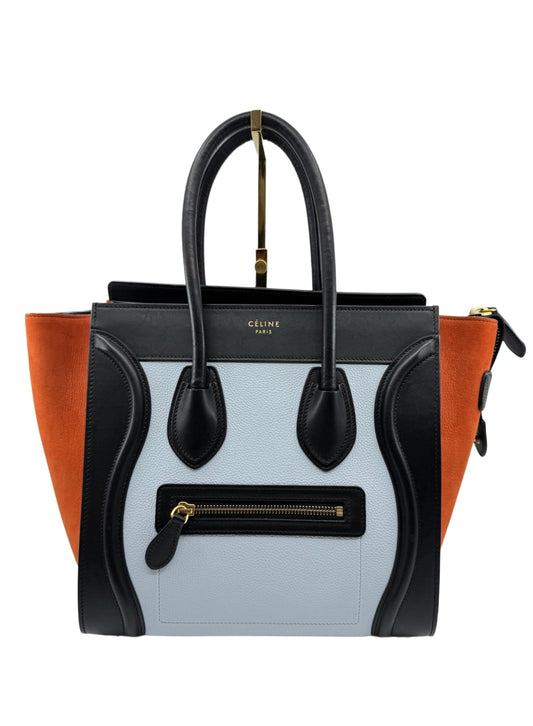 Celine Mini Tricolor Leather Luggage Tote