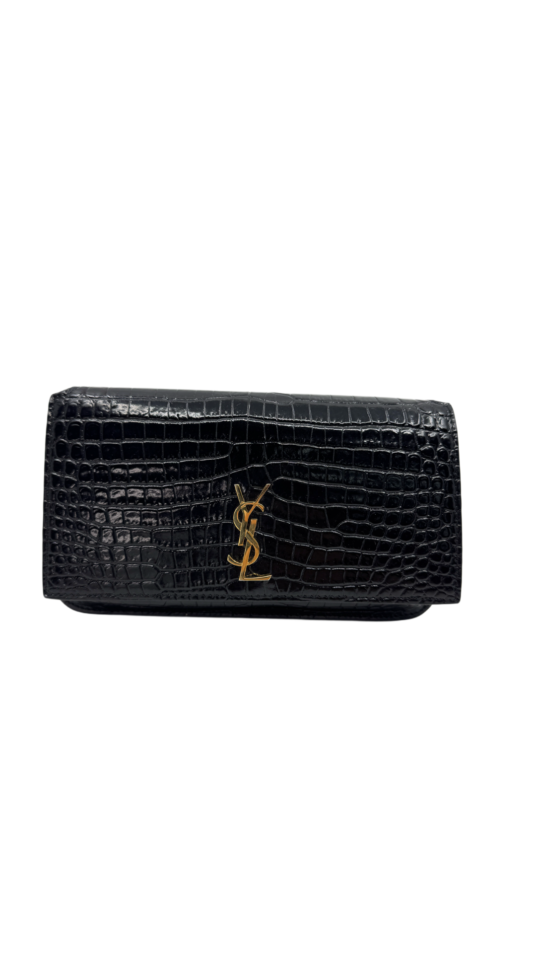 Saint Laurent Cassandre phone pouch - Crocodile-Embossed Leather