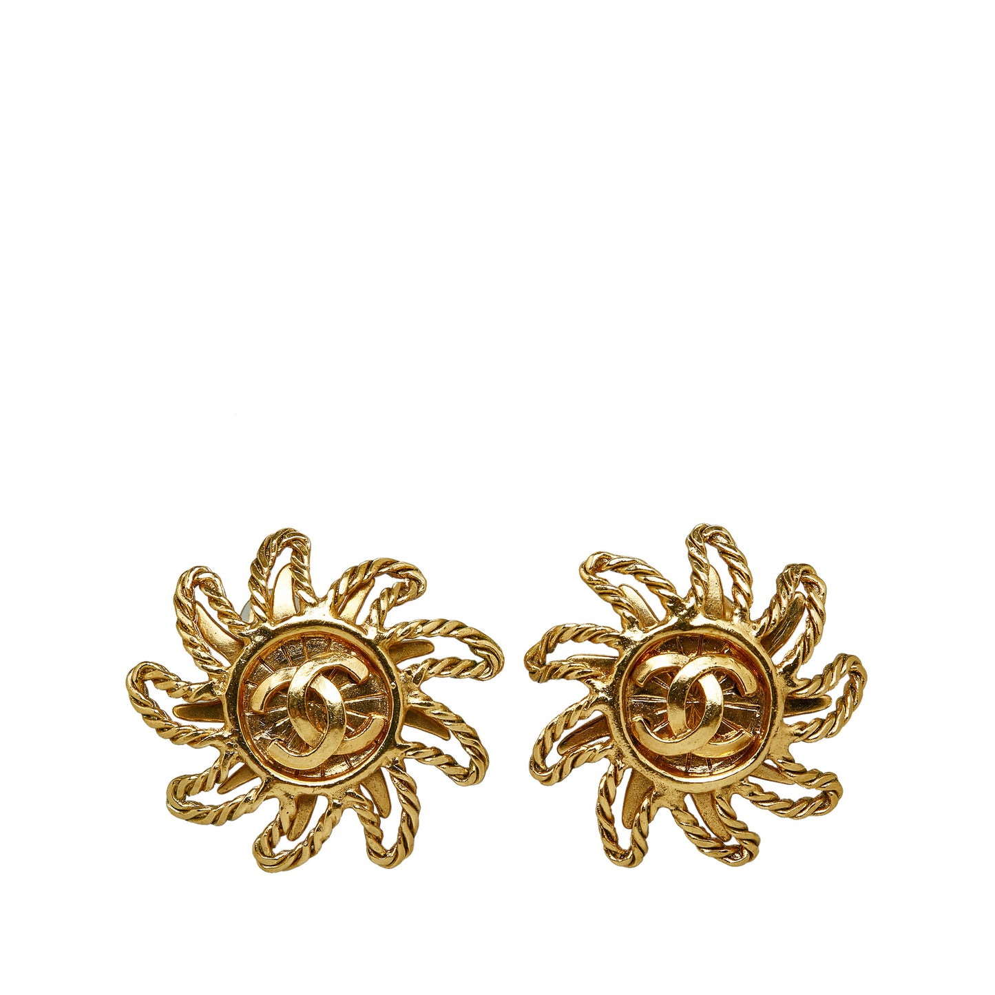 CC Sun Clip On Earrings Gold -  Re-Luxury