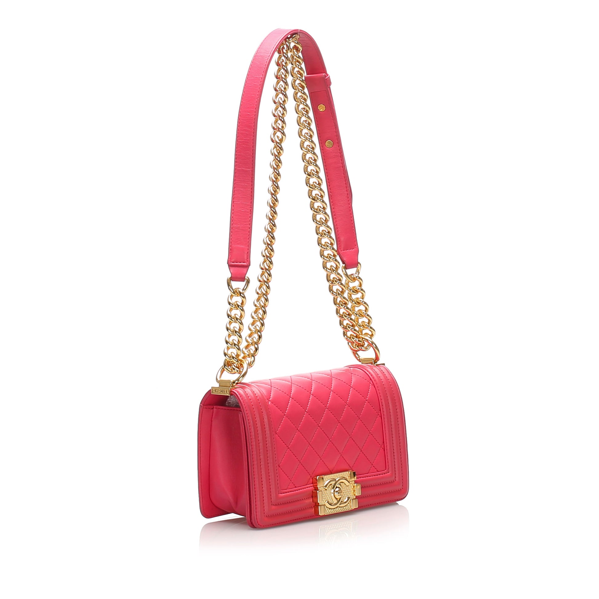 Small Quilted Lambskin Boy Bag Pink -  Re-Luxury