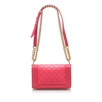 Small Quilted Lambskin Boy Bag Pink -  Re-Luxury